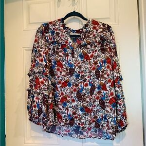 LOFT peasant top floral Print Women's Top large
